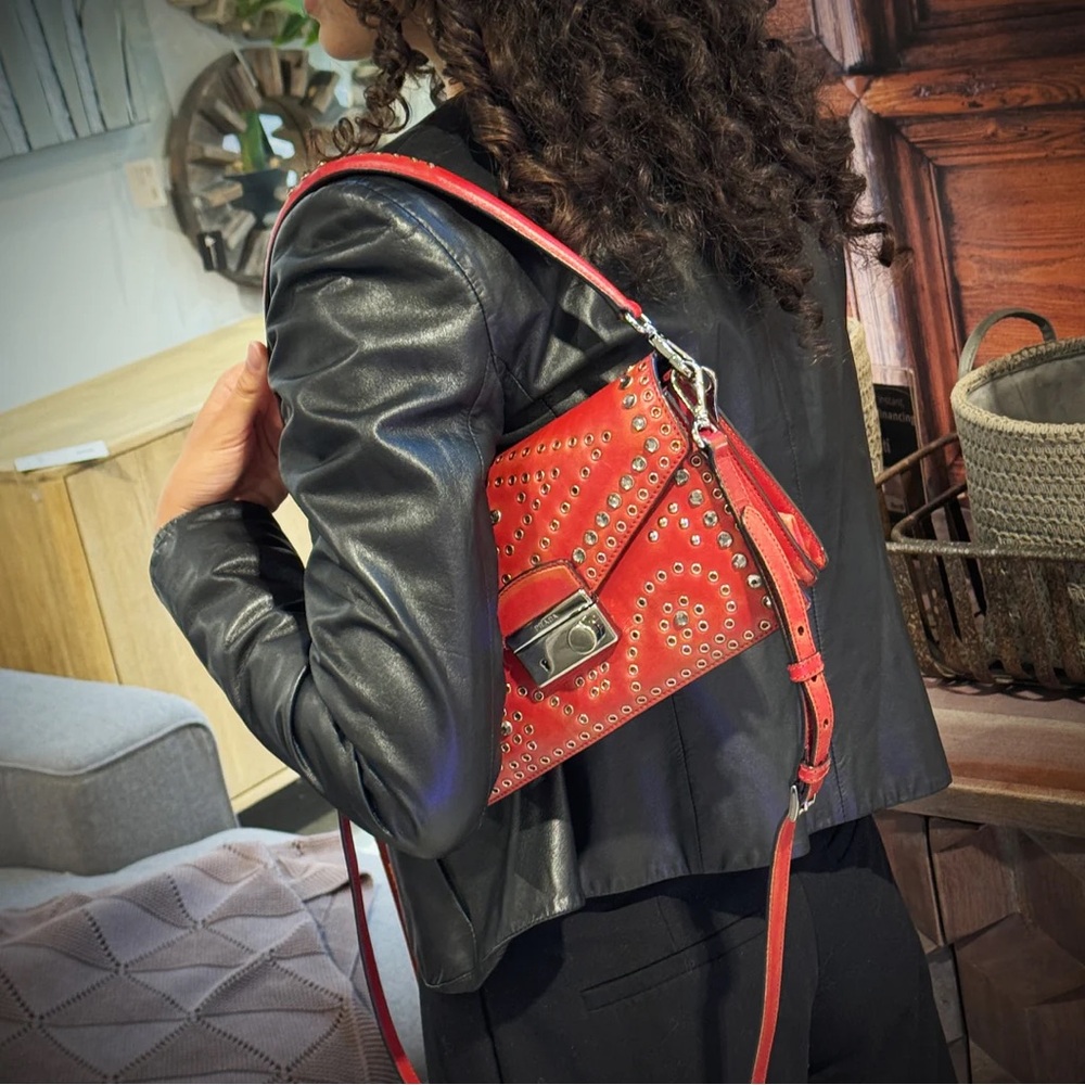✈️Sold!Prada Studded Grommet Sound Lock Crossbody Bag TWS